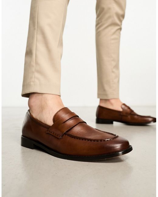 Asos Design loafers in tan polished leather-