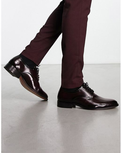 Asos Design lace-up derby shoes in burgundy leather-