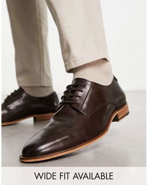 Asos Design derby lace up shoes in leather with natural sole