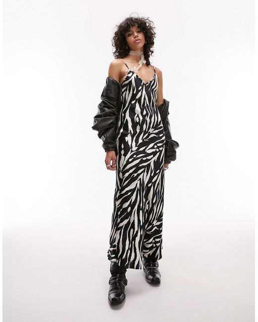 TopShop cami maxi dress in zebra print-