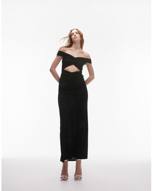 TopShop jersey bandeau ruched midi dress in