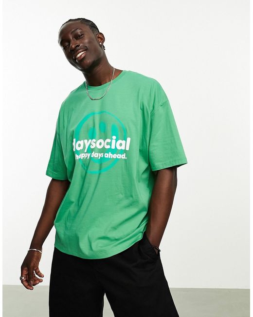Asos Design Daysocial oversized T-shirt in with logo front print