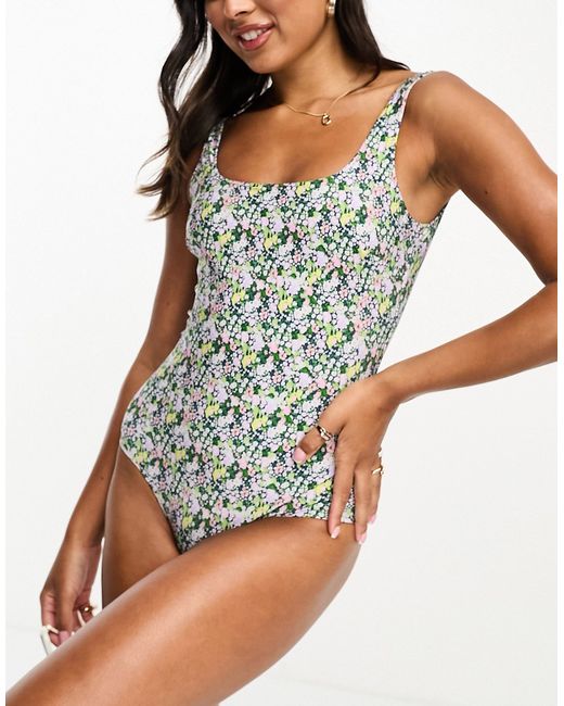 Other Stories reversible scoop neck swimsuit in floral print and