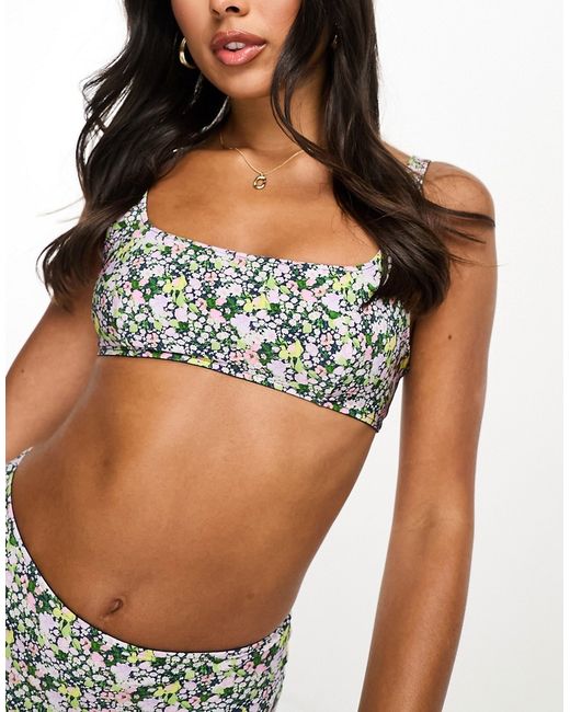 Other Stories reversible scoop neck bikini top in floral print and