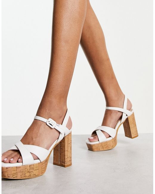 French Connection chunky cork style platform sandals in