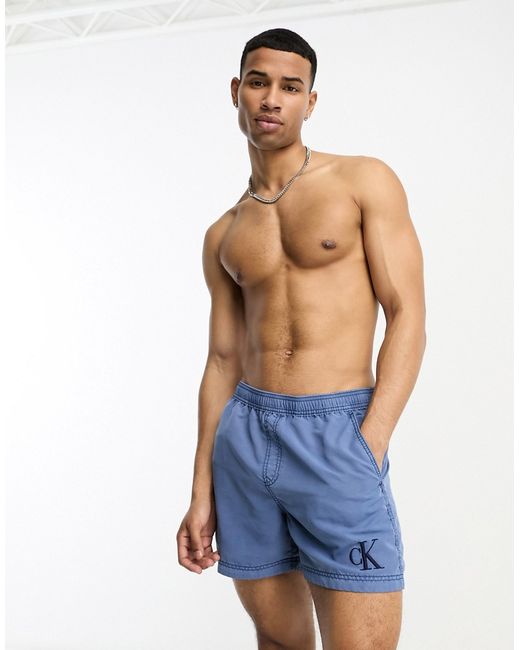 Calvin Klein authentic medium drawstring swim shorts in navy-
