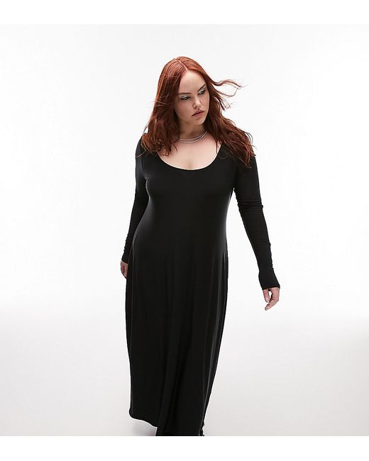 Topshop Curve super soft long sleeve shaping midi dress in