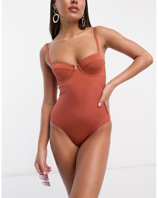 Other Stories underwire swimsuit in rust-