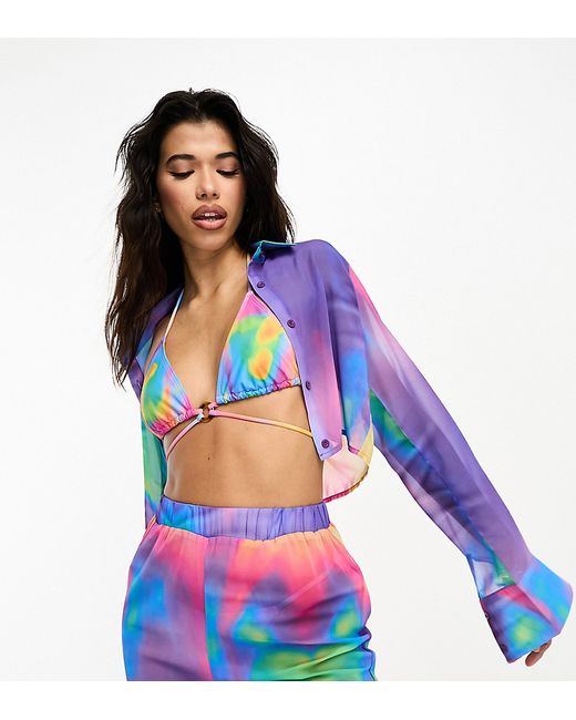 Public Desire psychedelic print long sleeve shirt in part of a set