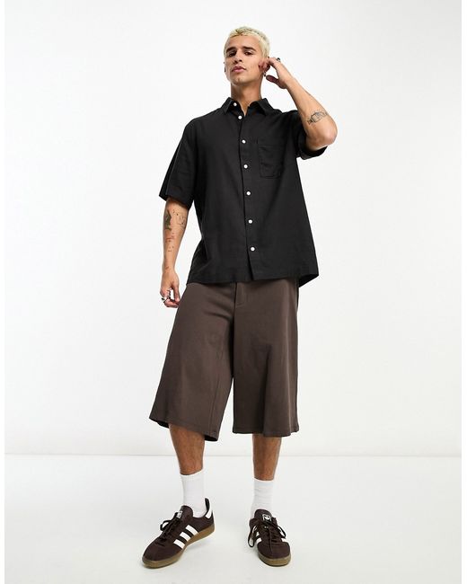 Weekday Relaxed linen short sleeve shirt in