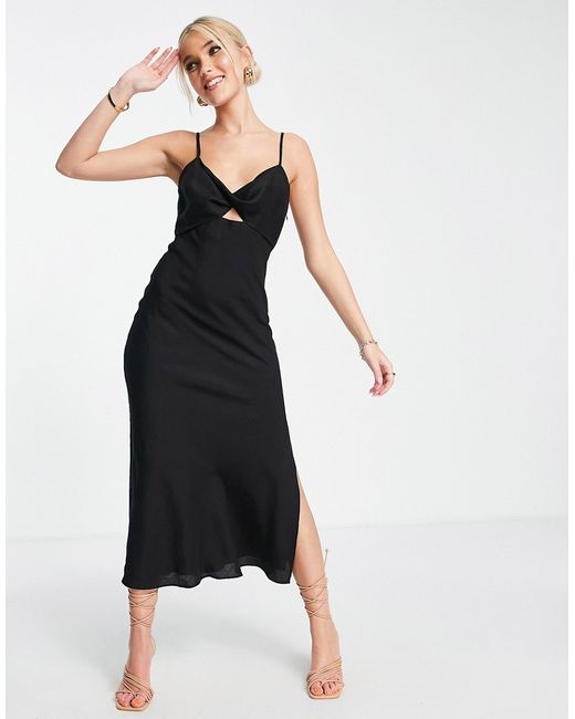 Ever New twist front cut out satin slip dress in
