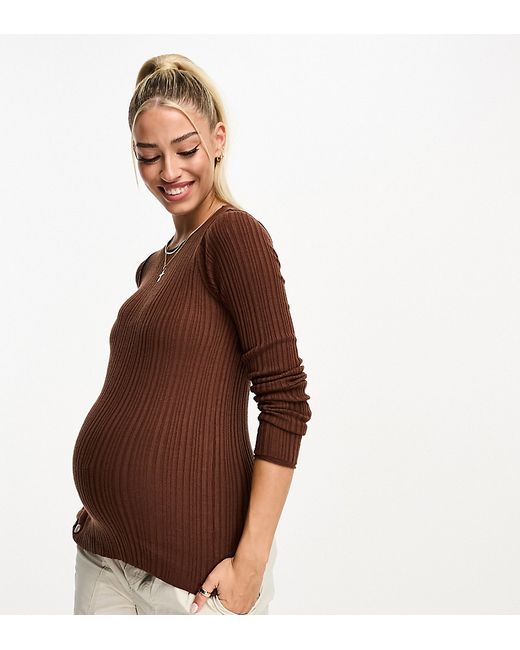 ASOS Maternity DESIGN Maternity crew neck ribbed sweater in