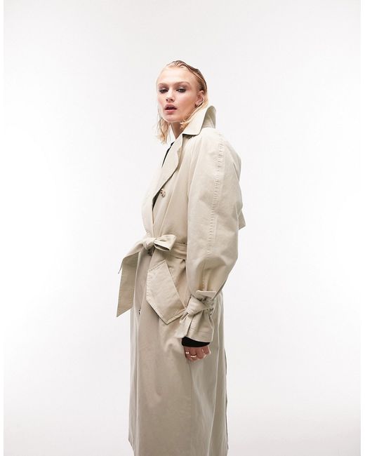 TopShop washed longline trench coat in