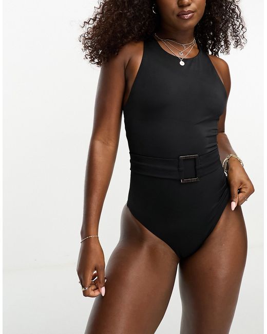 Onia high neck belted swimsuit in