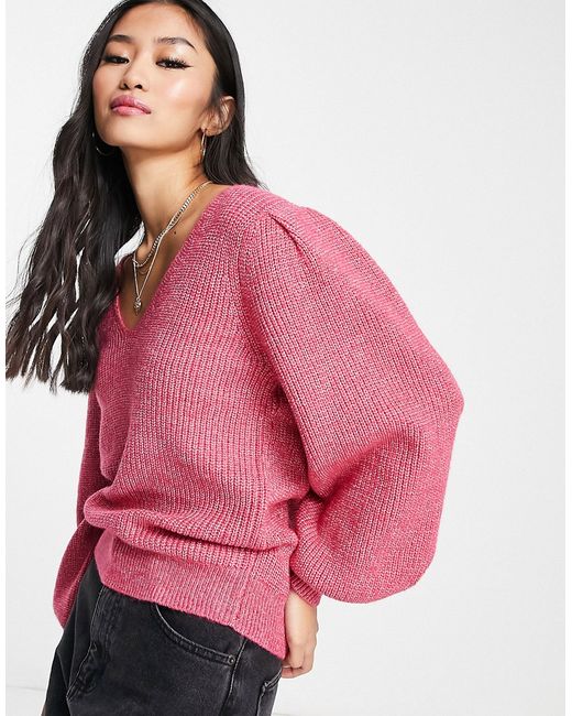 Y.A.S . Isma volume sleeve ribbed sweater in bright