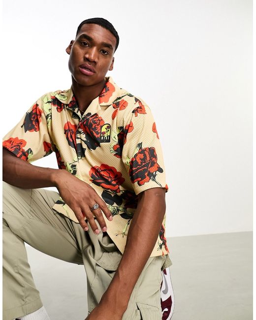 Nike rose print shirt in stone part of a set-