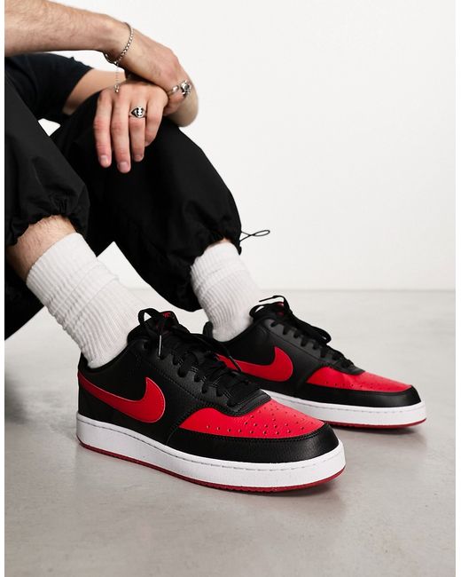 Nike Court Vision Low sneakers in and red