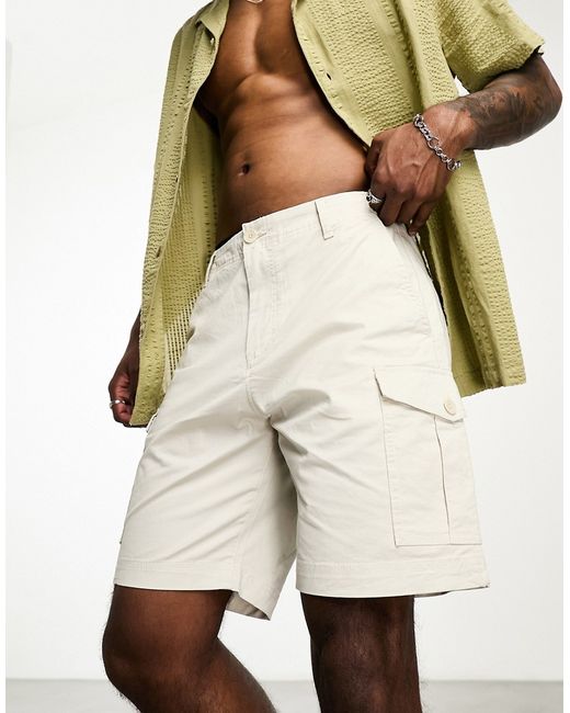 Selected Homme cotton mix cargo shorts in stone-
