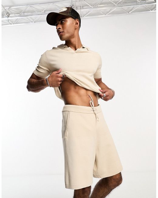 Selected Homme knit short with drawstring waist in part of a set-