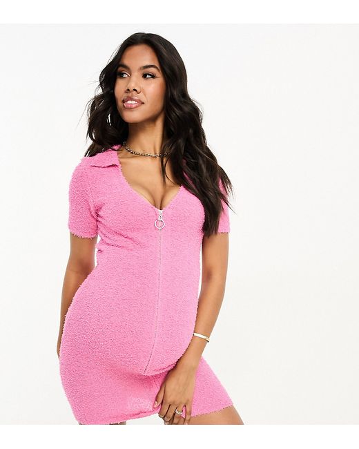 ASOS Maternity DESIGN Maternity mini dress with zip detail in textured yarn