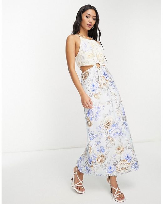 Ever New cut out waist maxi dress In contrast floral-