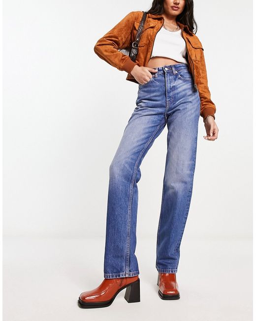Weekday Rowe extra high waist straight leg jeans in wave