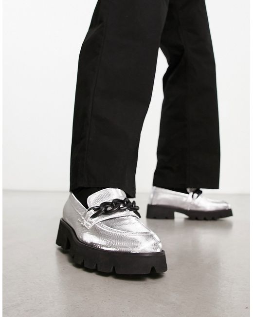 Asos Design chunky loafers in faux leather with chain detail