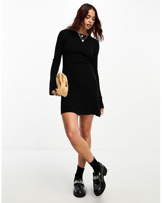 Asos Design knit fitted and flared mini dress in