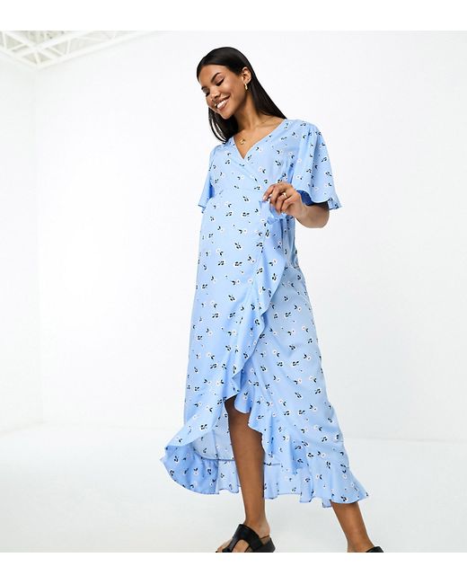 Vero Moda Maternity wrap front maxi tea dress in floral