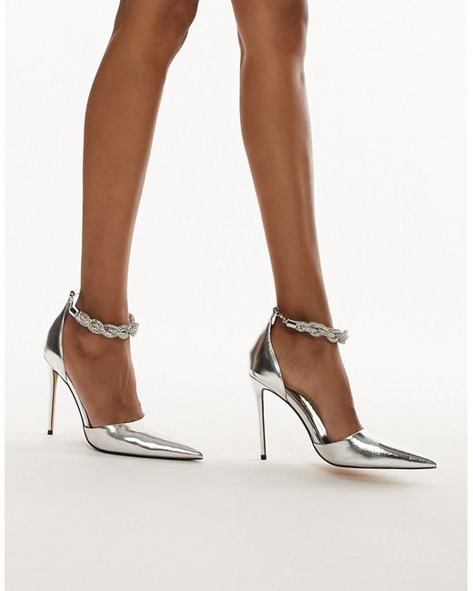 TopShop Vanessa embellished two part heeled pumps in