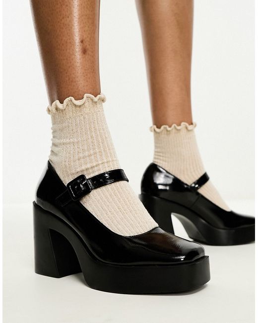 Asos Design Pound platform mary jane heeled shoes in