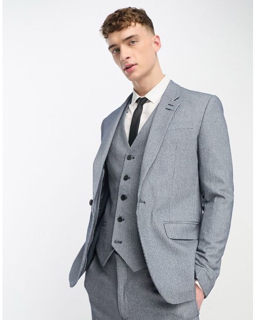 River Island skinny houndstooth suit jacket in