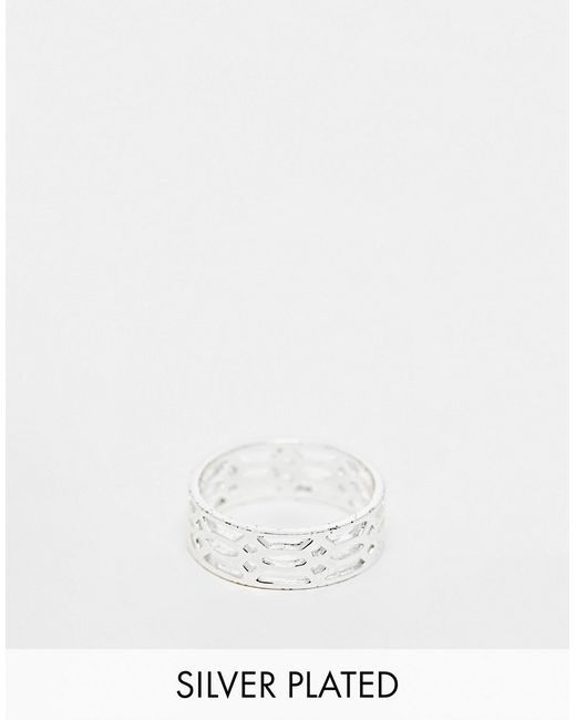 Asos Design band ring with cut out design in real plate