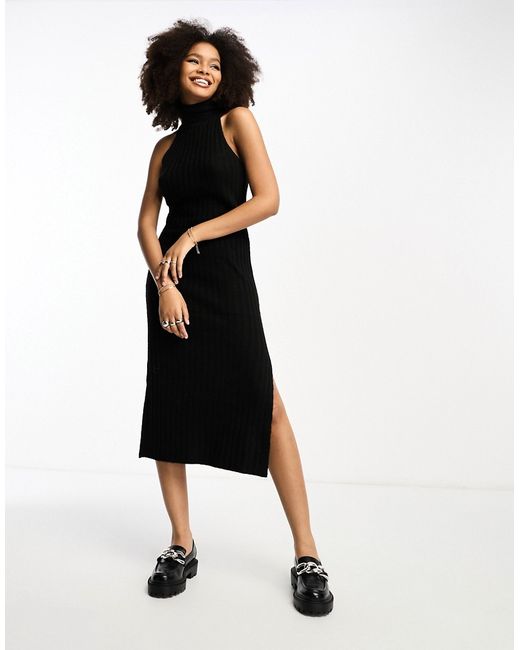 Asos Design knitted sleeveless midi dress with roll neck in