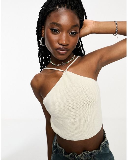 Noisy May cropped backless crochet top in