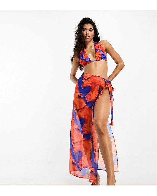Public Desire abstract print chiffon maxi sarong in