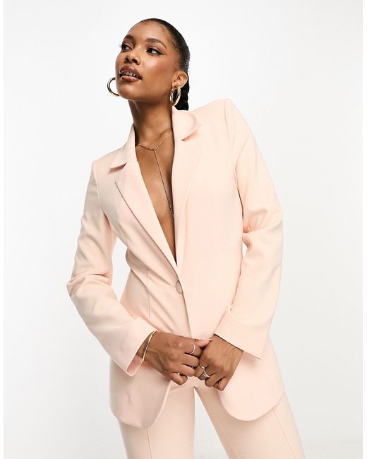 ASOS Luxe suit blazer with bow belt detail in light