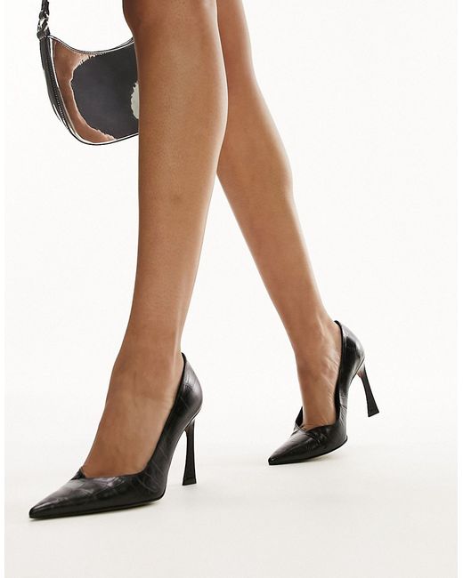 TopShop Carla premium leather heeled pumps in