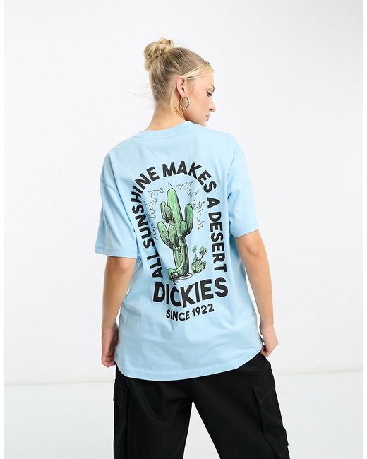 Dickies badger mountain cactus back print t-shirt in sky exclusive to