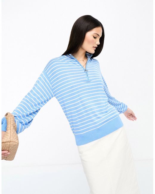 Y.A.S zip neck sweater in stripe