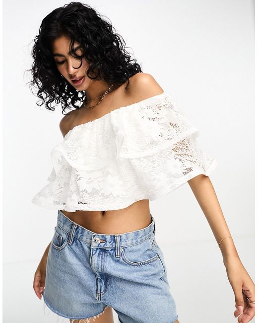 River Island bandeau top with ruffle lace in