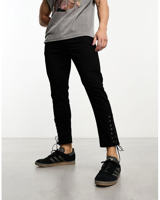 Asos Design skinny jeans with hem ties in