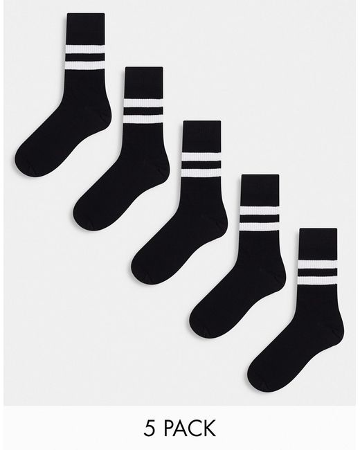 Asos Design 5 pack striped sport socks in