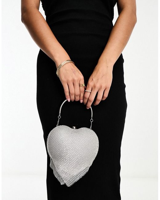 True Decadence heart clutch bag in rhinestone