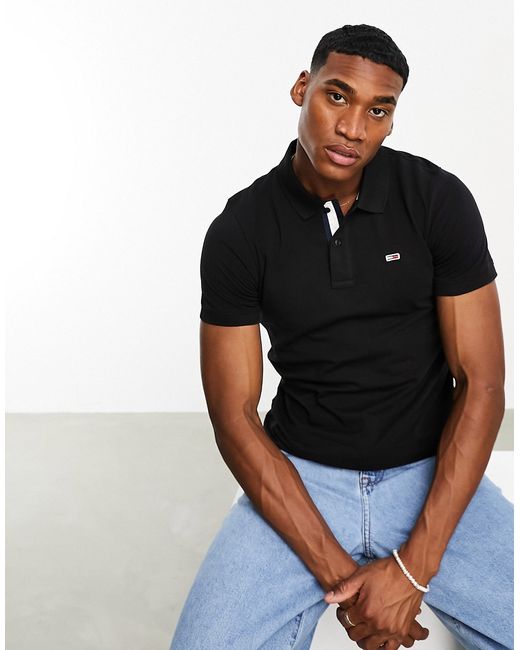 Tommy Jeans slim placket short sleeve polo shirt in