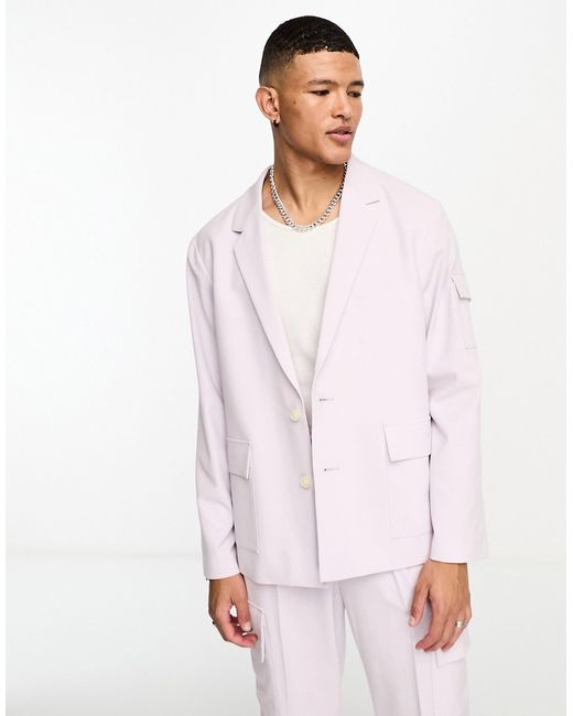 Asos Design oversized suit jacket in pale