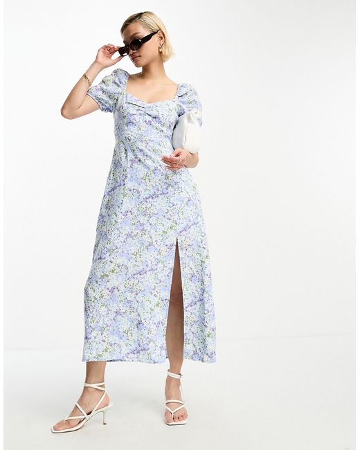 Other Stories puff sleeve midi dress in rosario print-