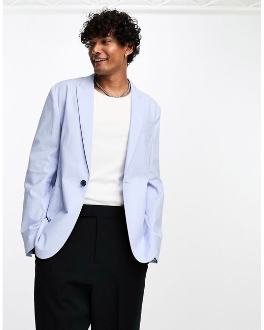Asos Design skinny linen-mix suit jacket in