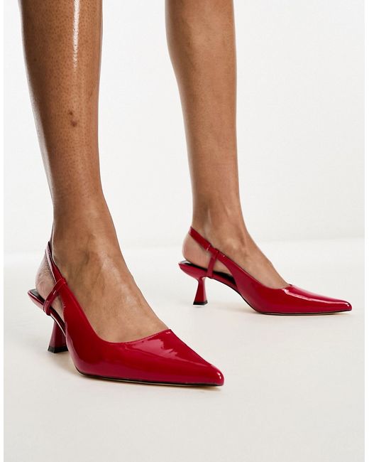 Glamorous slingback mid stiletto heels in patent