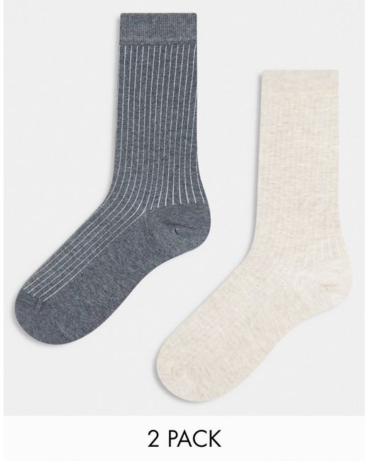 Asos Design 2-pack fine knit long ankle socks in